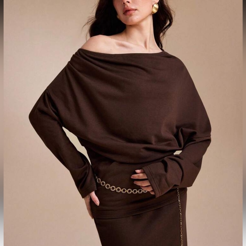 Off-the-Shoulder Brown Women’s Top
